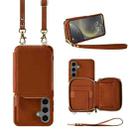 For Samsung Galaxy S24+ 5G Multifunctional Zipper Wallet RFID Phone Leather Case(Brown) - 1