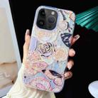 For iPhone 15 Pro Electroplated Color Film TPU + PC Phone Case(Black Gold Flowers) - 1