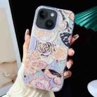 For iPhone 15 Plus Electroplated Color Film TPU + PC Phone Case(Black Gold Flowers) - 1
