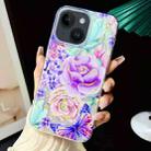 For iPhone 15 Plus Electroplated Color Film TPU + PC Phone Case(Purple Flowers) - 1