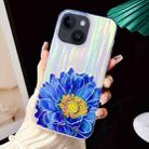 For iPhone 15 Plus Electroplated Color Film TPU + PC Phone Case(Blue Flowers) - 1