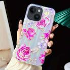 For iPhone 15 Electroplated Color Film TPU + PC Phone Case(Red Rose) - 1