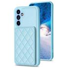 For Samsung Galaxy A14 4G / 5G BF25 Square Plaid Card Bag Holder Phone Case(Blue) - 1