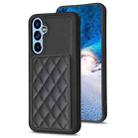 For Samsung Galaxy A34 BF25 Square Plaid Card Bag Holder Phone Case(Black) - 1