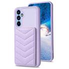 For Samsung Galaxy A14 4G / 5G BF26 Wave Pattern Card Bag Holder Phone Case(Purple) - 1