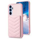For Samsung Galaxy A14 4G / 5G BF26 Wave Pattern Card Bag Holder Phone Case(Pink) - 1