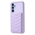 For Samsung Galaxy A34 BF26 Wave Pattern Card Bag Holder Phone Case(Purple) - 1