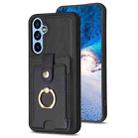 For Samsung Galaxy A34 BF27 Metal Ring Card Bag Holder Phone Case(Black) - 1