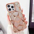 For iPhone 14 Plus Gradient Glitter Water Cube Electroplating TPU Phone Case(Rose Gold) - 1