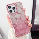 For iPhone 14 Plus Gradient Glitter Water Cube Electroplating TPU Phone Case(Pink) - 1