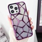 For iPhone 14 Pro Gradient Glitter Water Cube Electroplating TPU Phone Case(Purple) - 1