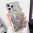 For iPhone 14 Pro Max Gradient Glitter Water Cube Electroplating TPU Phone Case(Silver) - 1