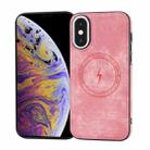 For iPhone XS Max Side PU Hybrid TPU Magsafe Phone Case(Pink) - 1