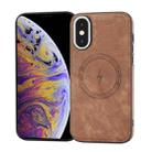 For iPhone XS Max Side PU Hybrid TPU Magsafe Phone Case(Brown) - 1