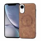 For iPhone XR Side PU Hybrid TPU Magsafe Phone Case(Brown) - 1