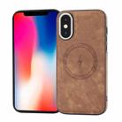 For iPhone XS /X Side PU Hybrid TPU Magsafe Phone Case(Brown) - 1