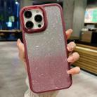 For iPhone 15 Plus Gradient Glitter Electroplating Acrylic Phone Case(Wine Red) - 1