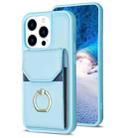 For iPhone 15 Pro BF29 Organ Card Bag Ring Holder Phone Case(Blue) - 1