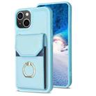 For iPhone 15 Plus BF29 Organ Card Bag Ring Holder Phone Case(Blue) - 1