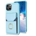 For iPhone 14 Plus BF29 Organ Card Bag Ring Holder Phone Case(Blue) - 1