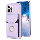 For iPhone 14 Pro Max BF29 Organ Card Bag Ring Holder Phone Case(Purple) - 1