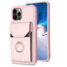 For iPhone 12 / 12 Pro BF29 Organ Card Bag Ring Holder Phone Case(Pink) - 1
