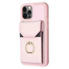 For iPhone 12 / 12 Pro BF29 Organ Card Bag Ring Holder Phone Case(Pink) - 2