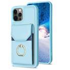 For iPhone 12 / 12 Pro BF29 Organ Card Bag Ring Holder Phone Case(Blue) - 1