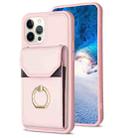For iPhone 12 Pro Max BF29 Organ Card Bag Ring Holder Phone Case(Pink) - 1