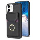 For iPhone 11 BF29 Organ Card Bag Ring Holder Phone Case(Black) - 1