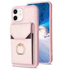 For iPhone 11 BF29 Organ Card Bag Ring Holder Phone Case(Pink) - 1