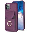 For iPhone 11 Pro BF29 Organ Card Bag Ring Holder Phone Case(Dark Purple) - 1