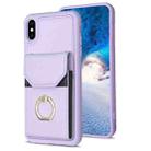 For iPhone X / XS BF29 Organ Card Bag Ring Holder Phone Case(Purple) - 1