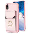 For iPhone XR BF29 Organ Card Bag Ring Holder Phone Case(Pink) - 1