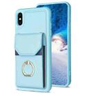 For iPhone XS Max BF29 Organ Card Bag Ring Holder Phone Case(Blue) - 1