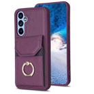For Samsung Galaxy A34 5G BF29 Organ Card Bag Ring Holder Phone Case(Dark Purple) - 1
