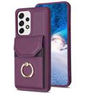 For Samsung Galaxy A52 BF29 Organ Card Bag Ring Holder Phone Case(Dark Purple) - 1