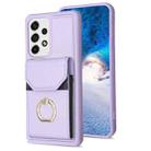 For Samsung Galaxy A52 BF29 Organ Card Bag Ring Holder Phone Case(Purple) - 1