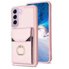 For Samsung Galaxy S21 FE 5G BF29 Organ Card Bag Ring Holder Phone Case(Pink) - 1