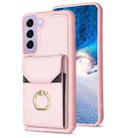 For Samsung Galaxy S21+ 5G BF29 Organ Card Bag Ring Holder Phone Case(Pink) - 1