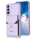 For Samsung Galaxy S22 5G BF29 Organ Card Bag Ring Holder Phone Case(Purple) - 1