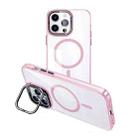 For iPhone 15 Pro Max MagSafe Magnetic Invisible Holder Transparent Phone Case(Pink) - 1