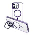 For iPhone 15 Pro Max MagSafe Magnetic Invisible Holder Transparent Phone Case(Purple) - 1