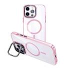 For iPhone 15 Pro MagSafe Magnetic Invisible Holder Transparent Phone Case(Pink) - 1