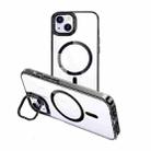 For iPhone 15 Plus MagSafe Magnetic Invisible Holder Transparent Phone Case(Black) - 1
