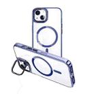 For iPhone 15 Plus MagSafe Magnetic Invisible Holder Transparent Phone Case(Blue) - 1
