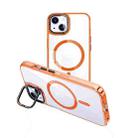 For iPhone 15 MagSafe Magnetic Invisible Holder Transparent Phone Case(Orange) - 1