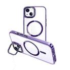 For iPhone 15 MagSafe Magnetic Invisible Holder Transparent Phone Case(Purple) - 1