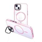 For iPhone 14 Plus MagSafe Magnetic Invisible Holder Transparent Phone Case(Pink) - 1