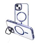 For iPhone 14 Plus MagSafe Magnetic Invisible Holder Transparent Phone Case(Blue) - 1